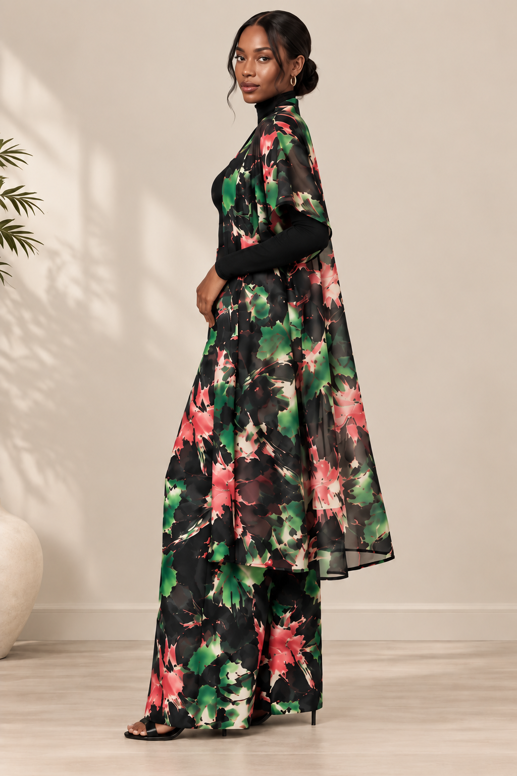 Kimono & Wide-Leg Pants Set