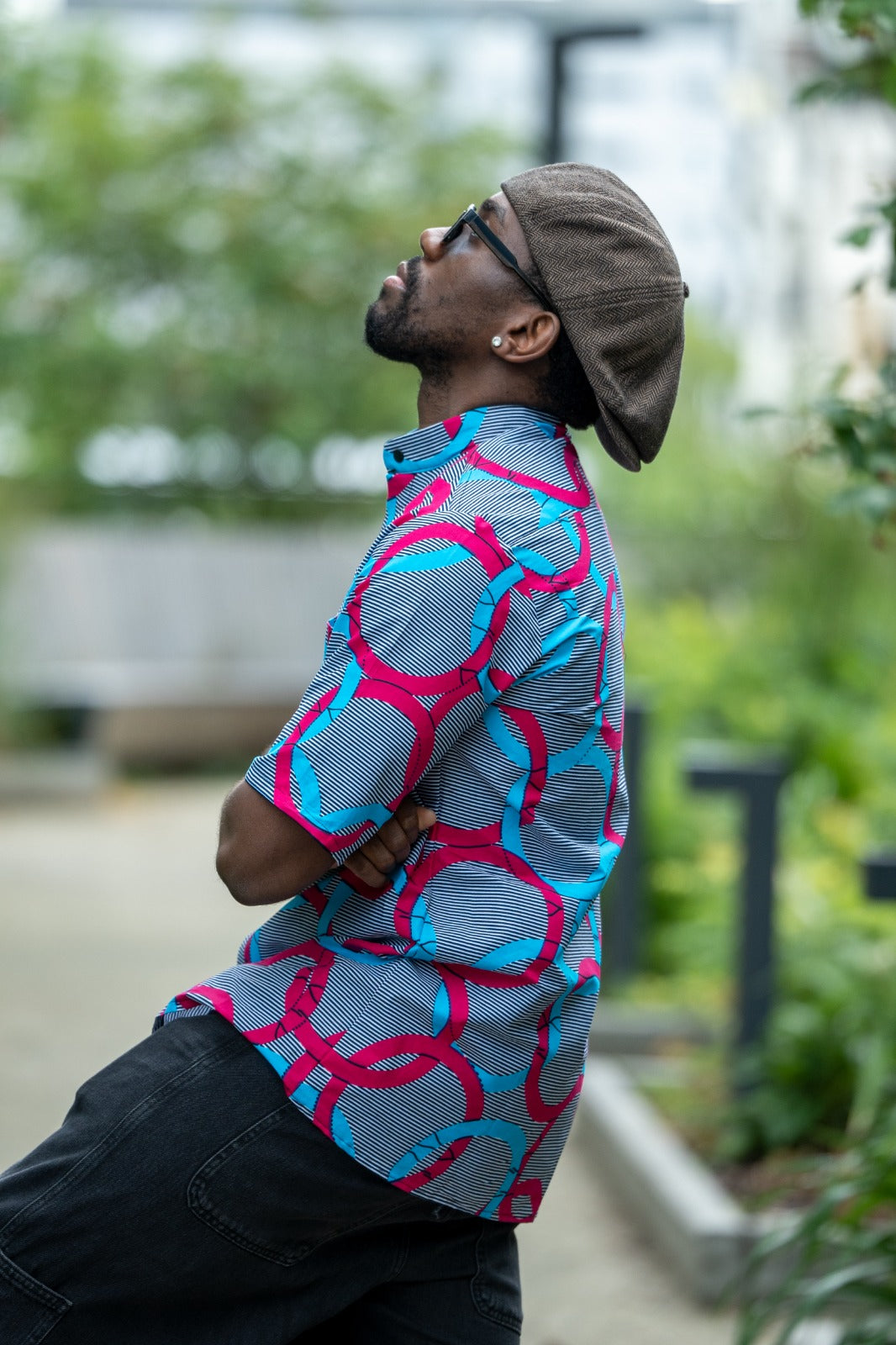 Men’s Collarless Short Sleeve Shirt