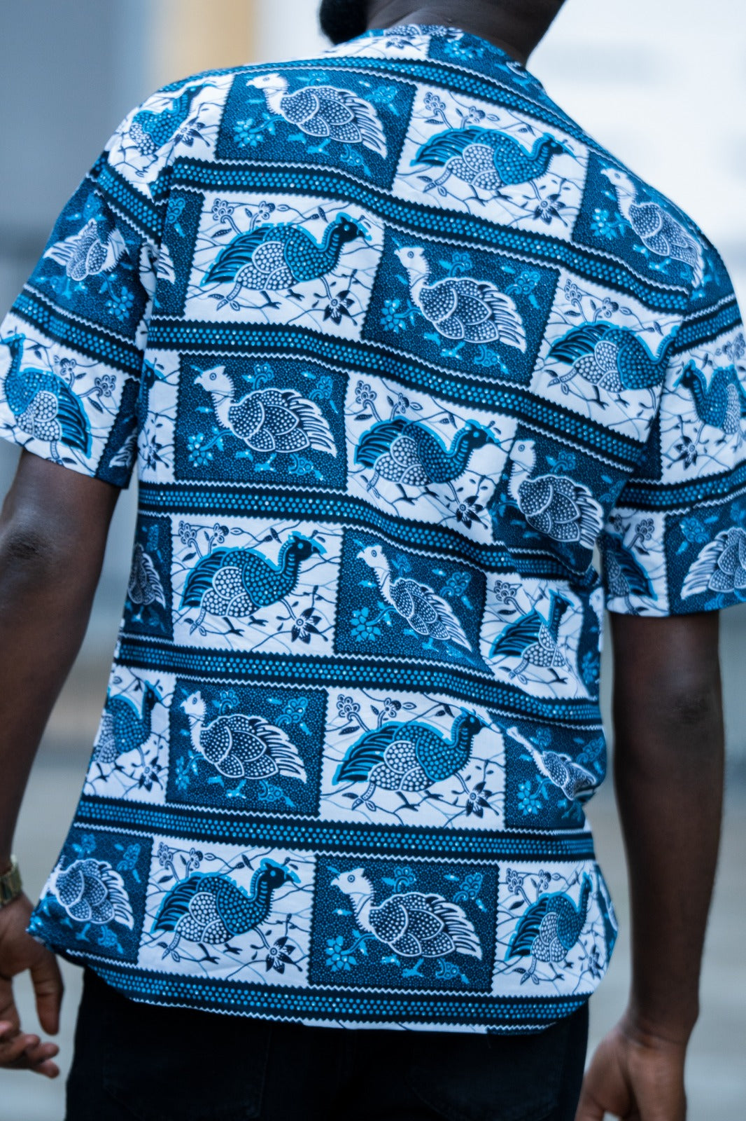 Men’s Long Collarless Short-Sleeve Shirt