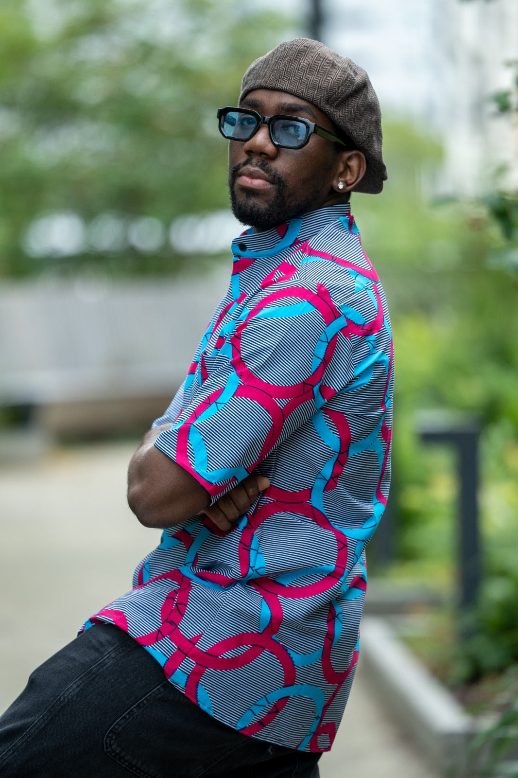 Men’s Collarless Short Sleeve Shirt