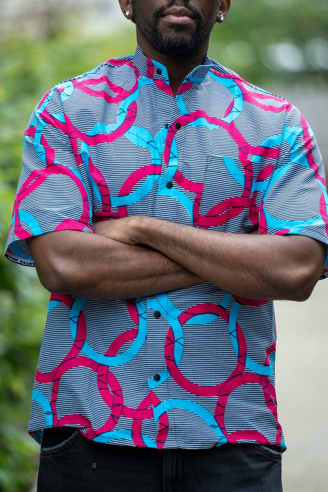 Men’s Collarless Short Sleeve Shirt