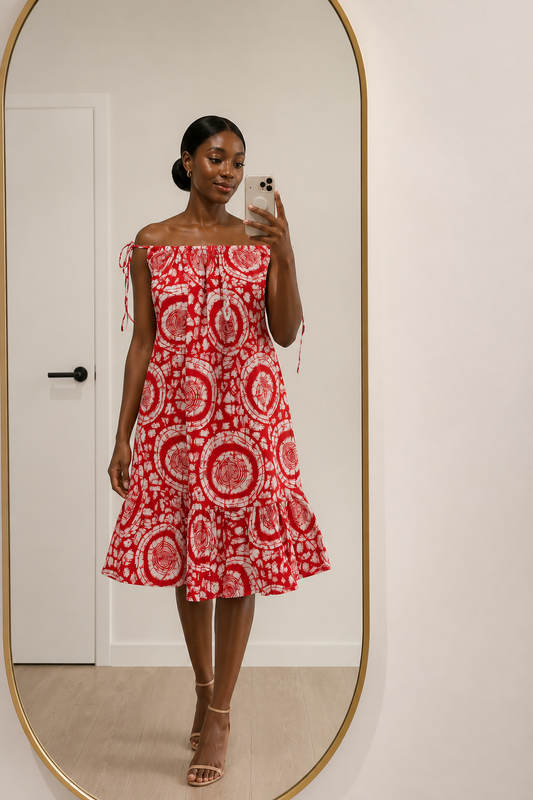 Chic Batik-Inspired Midi Dress