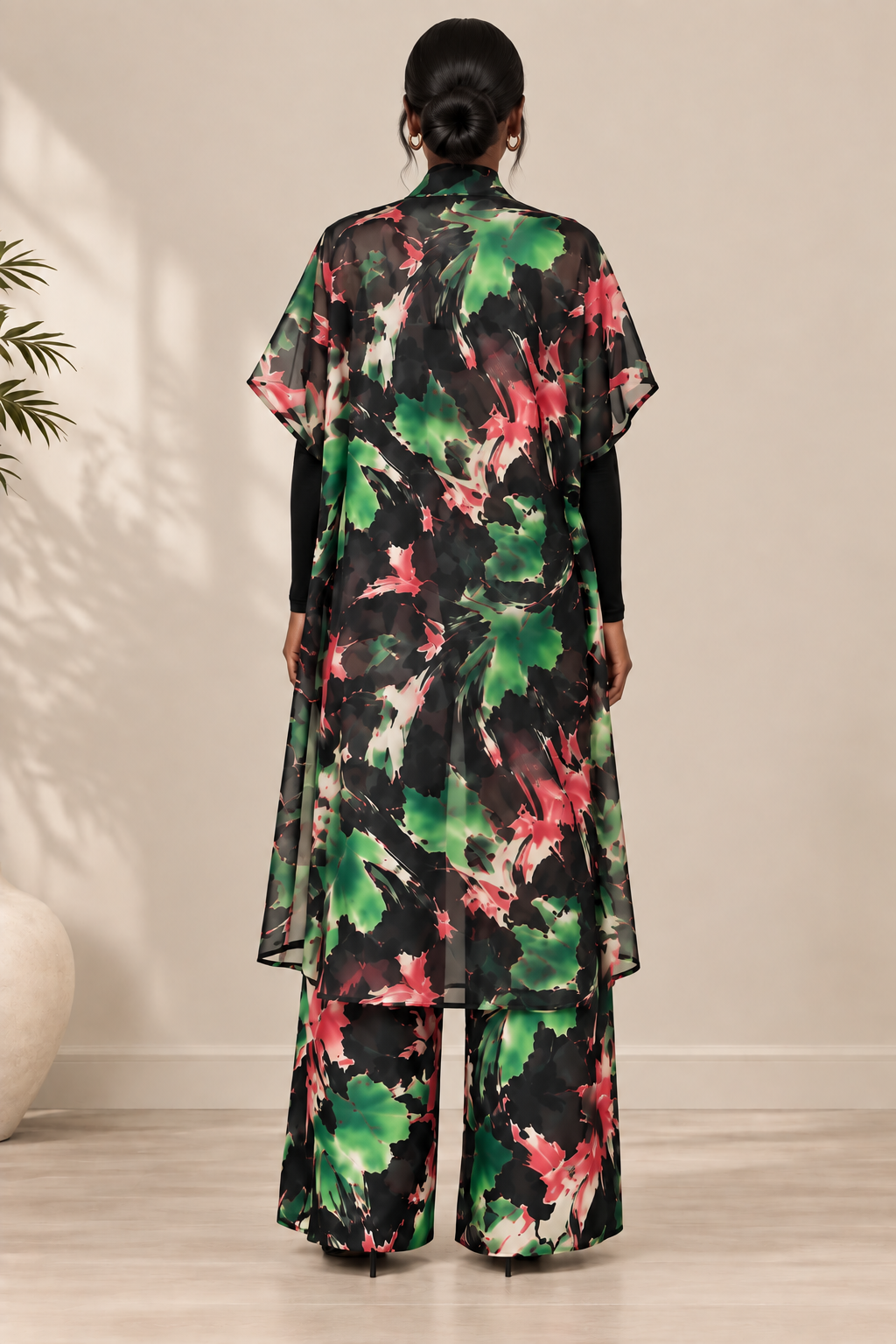 Kimono & Wide-Leg Pants Set