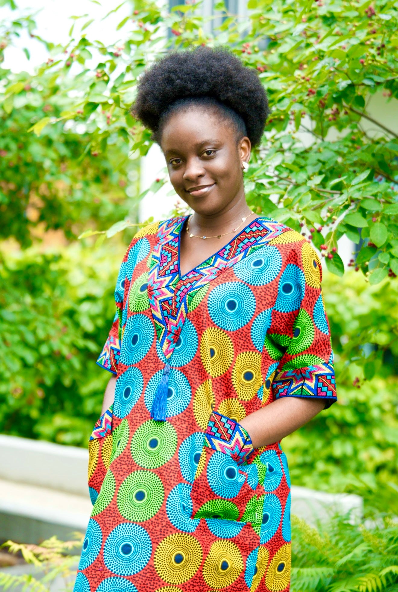     Elegant Short Boubou Dress with Pockets