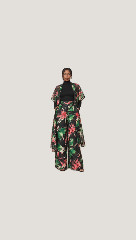 Kimono & Wide-Leg Pants Set